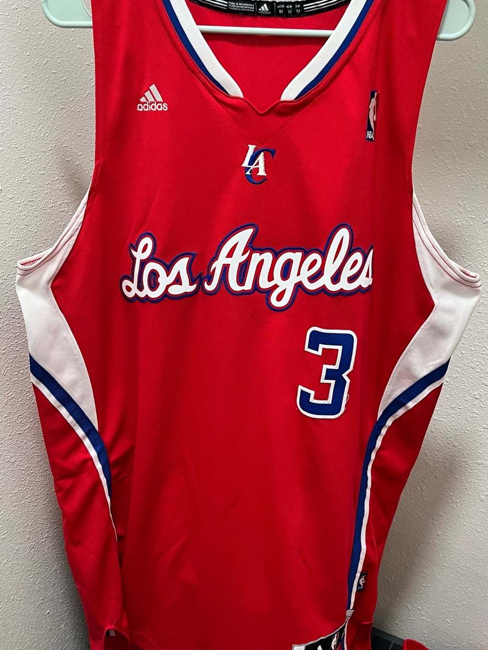 adidas Red Los Angeles Basketball Jersey with White and Blue Trim #3